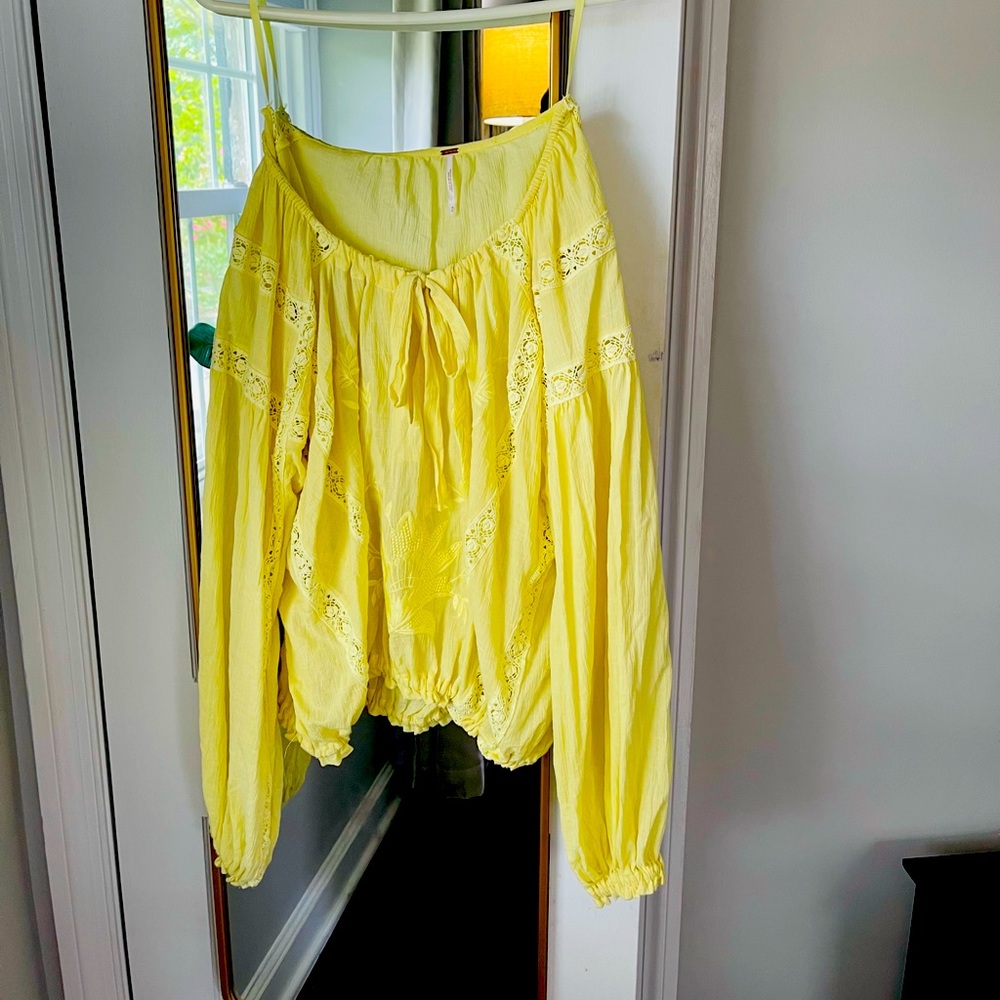 Free People, worn once, yellow blouse.